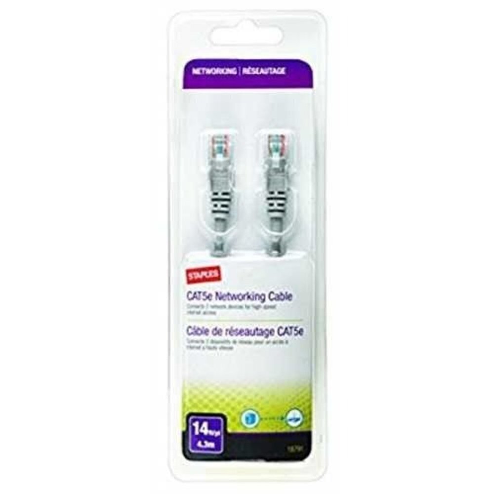 Staples 14 Ft ( 4.3m ) CAT5e High Speed Networking Cable ( 18791 ) New Sealed